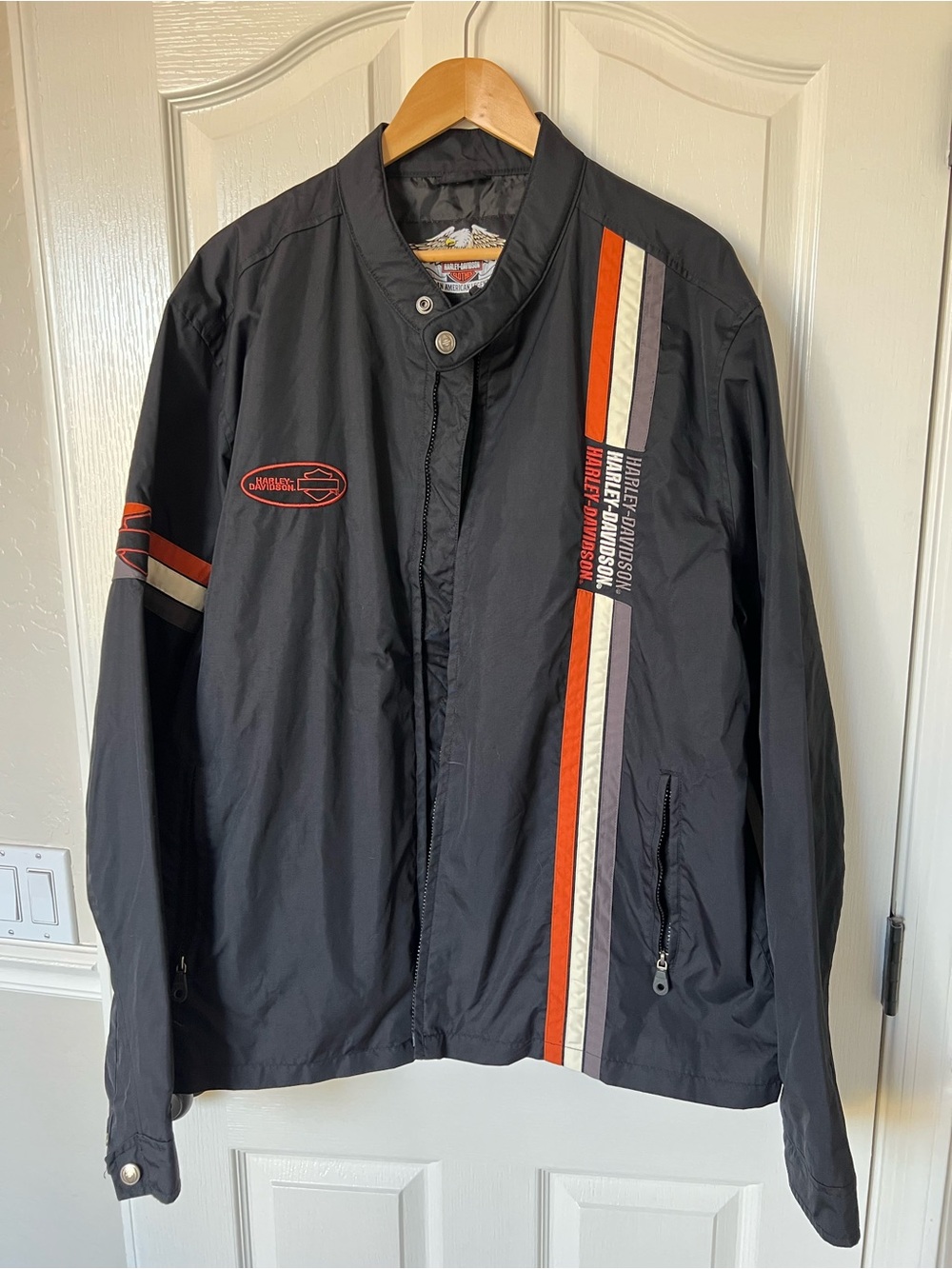 Harley-Davidson Men's Black Racing Stripe Lightweight Jacket size 2XLT